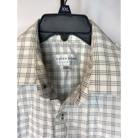 Linea Dome Chemise Men’s Large 16.5”  Gray Plaid LS Button Down Collared Shirt - Picture 14 of 16